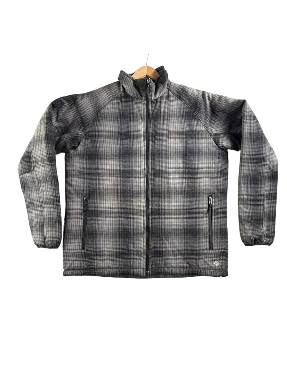 Columbia Jacket Mens Large Gray Omni-Shield Reversible Puffer Plaid WM5469